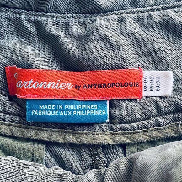 Cartonnier by Anthropologie Pants 2 Olive Green Paper Bag Waist Minimalist - Picture 6 of 7